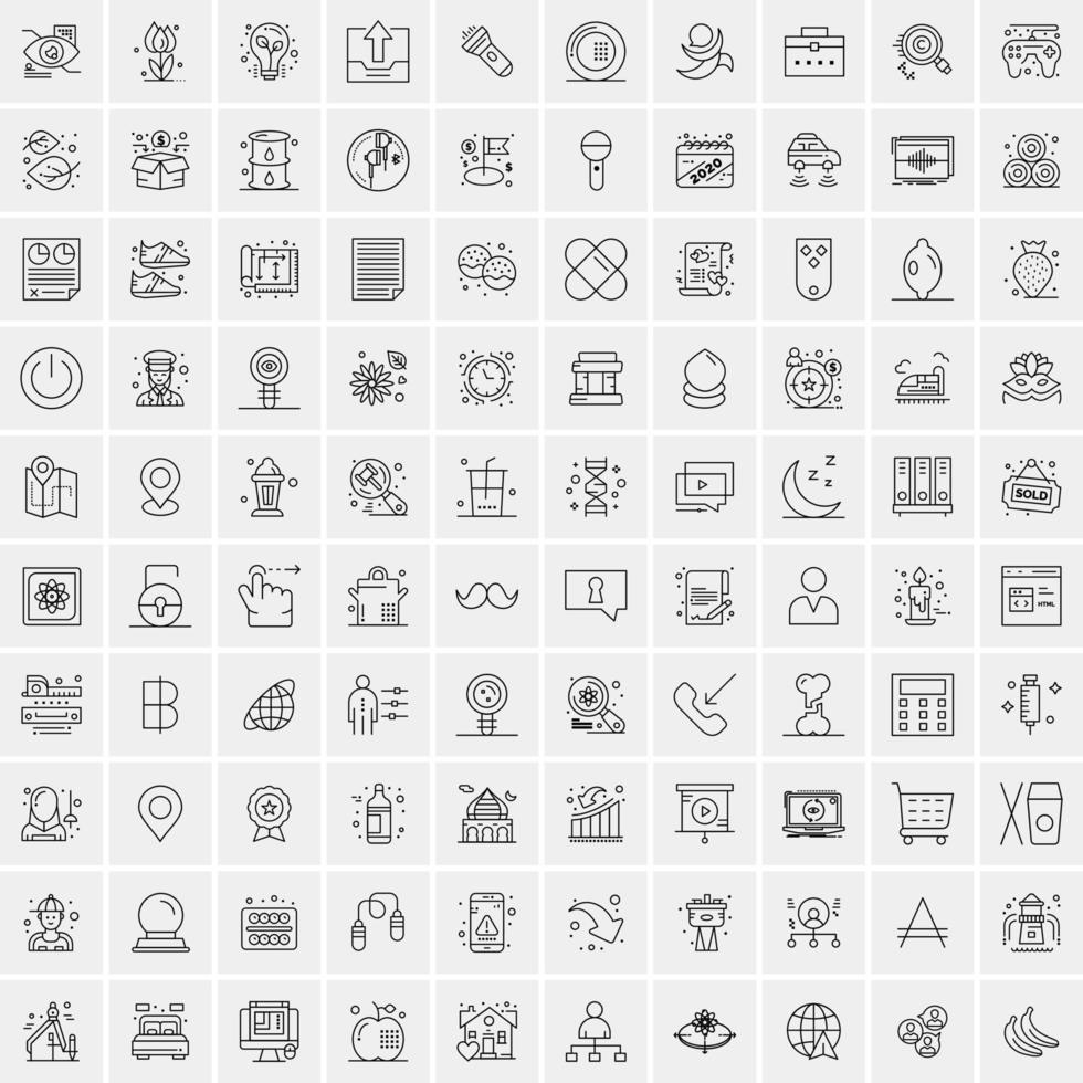 ensemble de 100 icônes de ligne d'activité créative vecteur