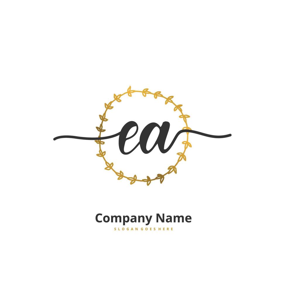 ea écriture manuscrite initiale et logo de signature avec cercle. beau design logo manuscrit pour la mode, l'équipe, le mariage, le logo de luxe. vecteur