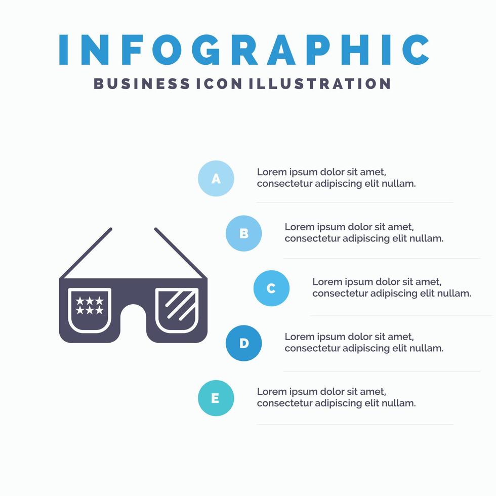 lunettes de soleil lunettes américain usa solide icône infographie 5 étapes présentation fond vecteur