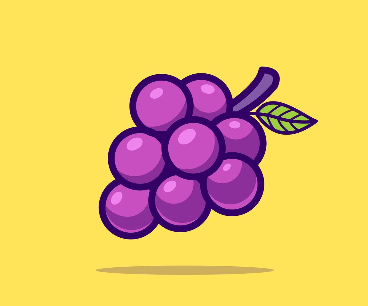 illustration de dessin animé de vecteur de raisin fruit. style de dessin animé plat.
