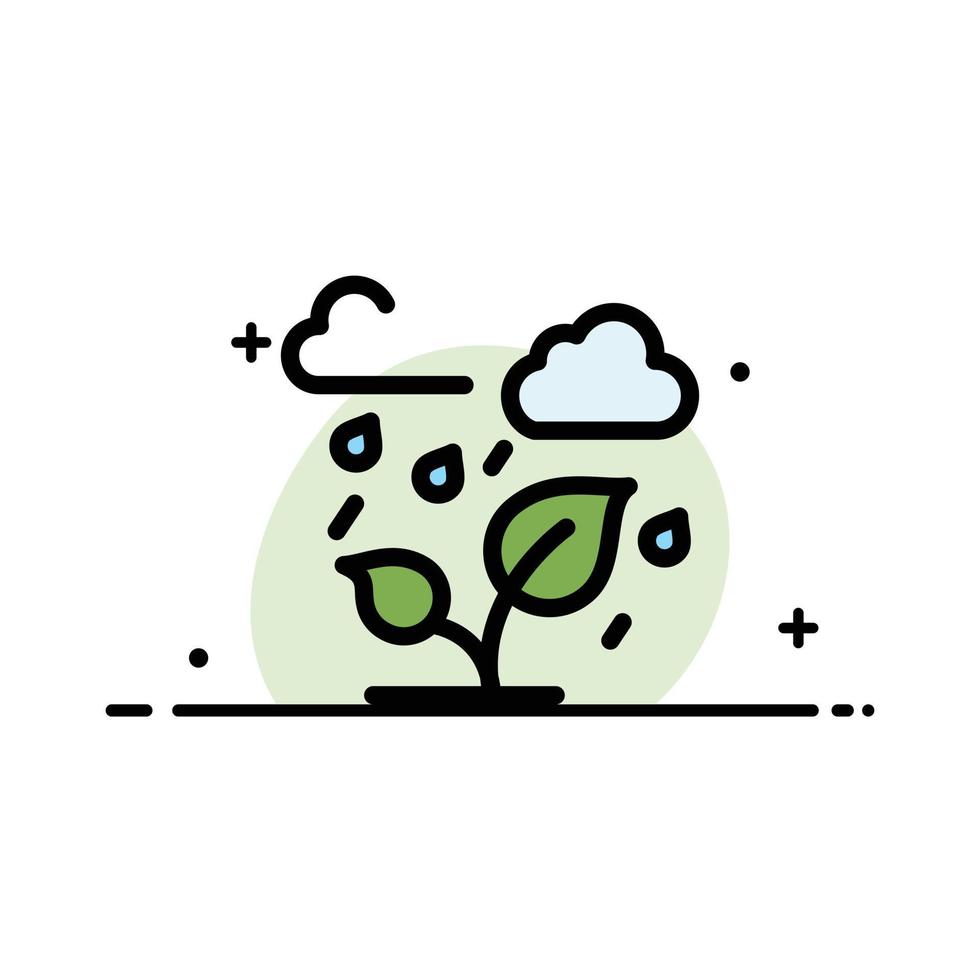 arbres verts nuage feuille entreprise ligne plate remplie icône vecteur bannière modèle