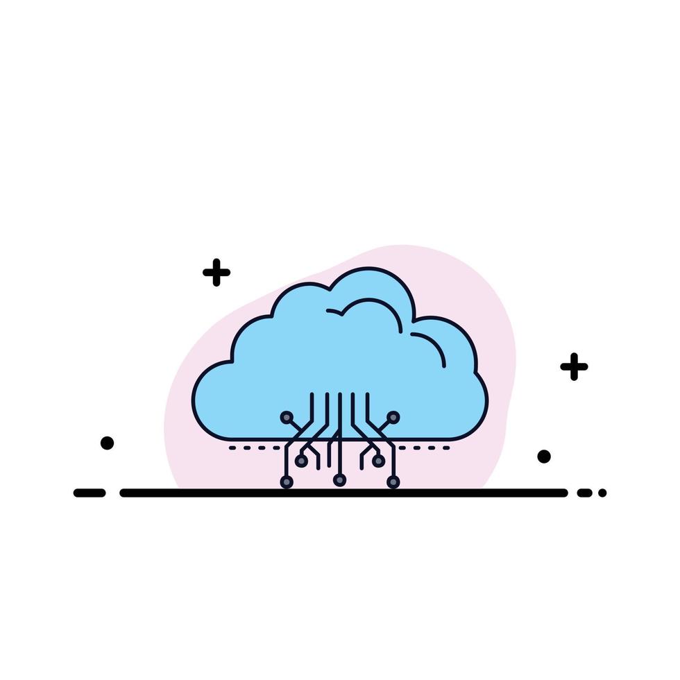 vecteur d'icône de couleur plate de réseau d'hébergement de données de cloud computing