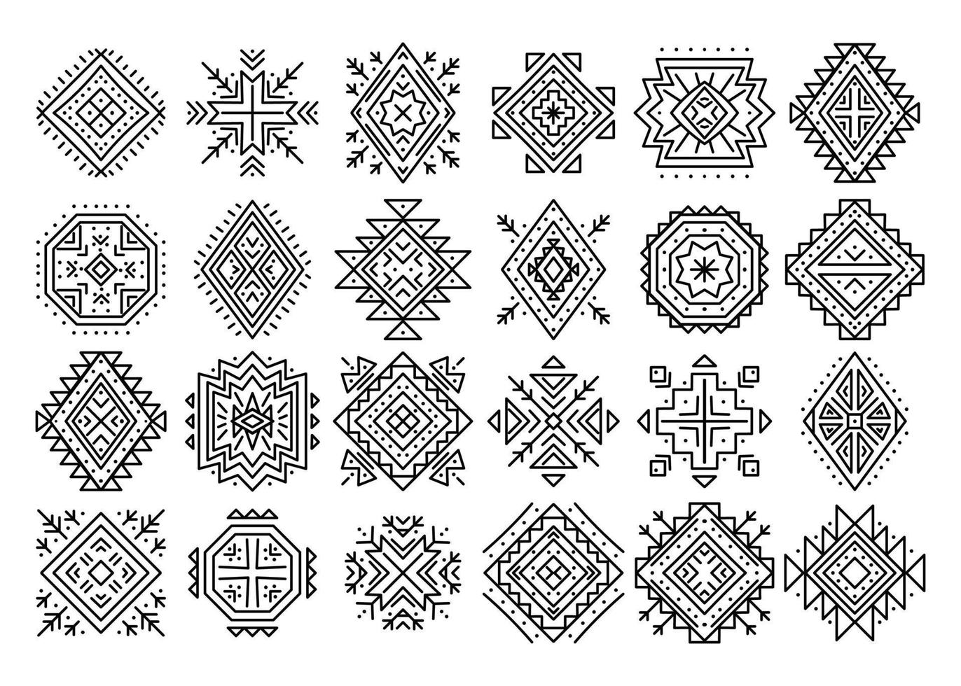 éléments géométriques abstraits aztèques. ensemble d'ornements ethniques. motifs navajos vecteur