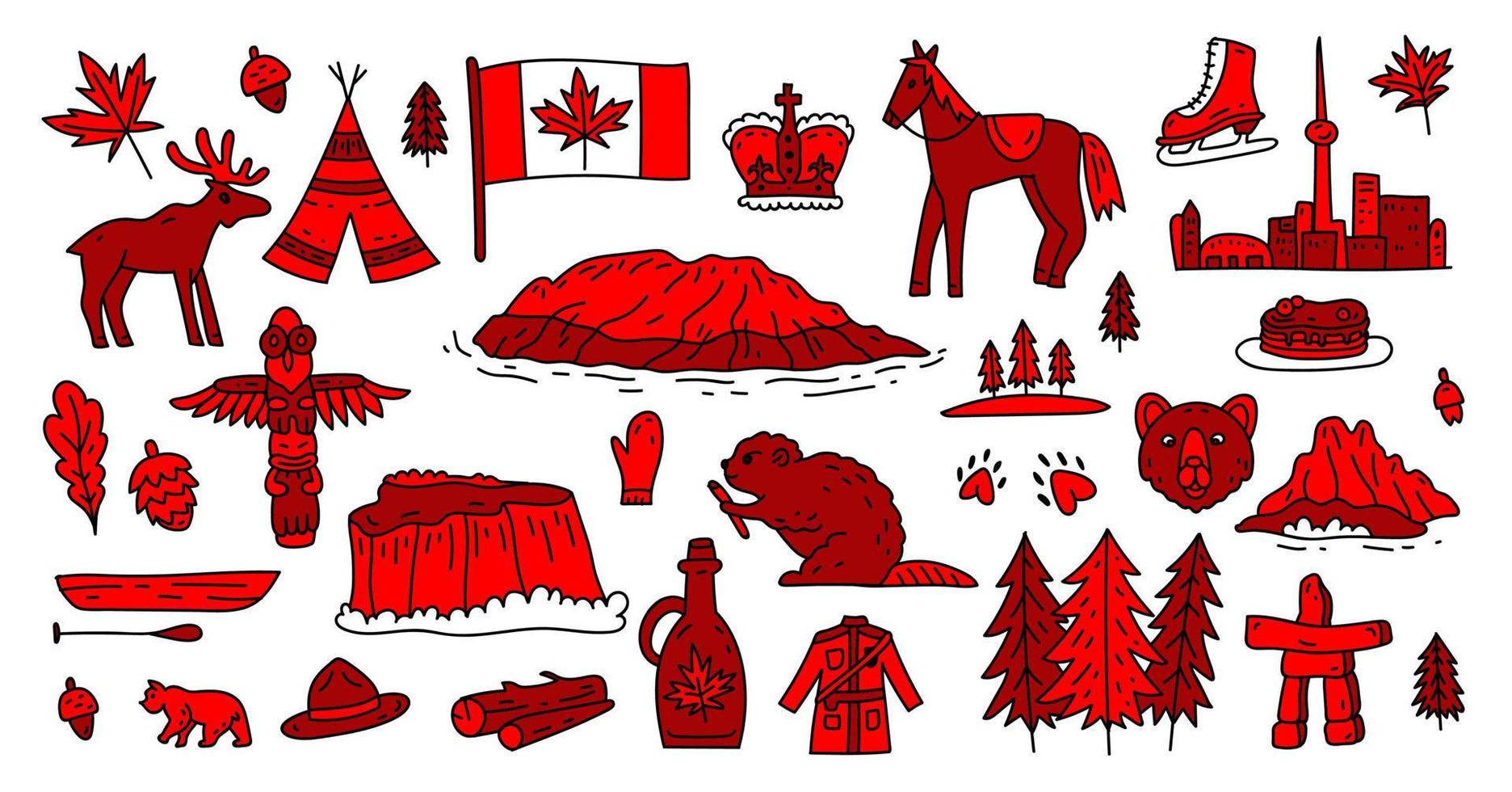 signe et symbole du canada, ensemble d'icônes plates d'éléments infographiques. tourisme. vecteur