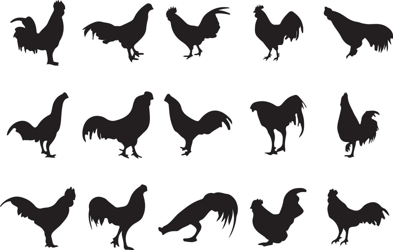 l'ensemble de la collection de silhouette de coq vecteur