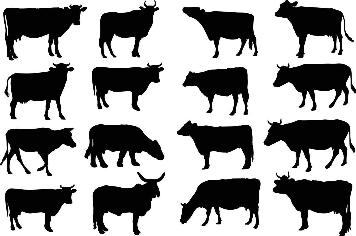 l'ensemble de la collection silhouette de vache vecteur