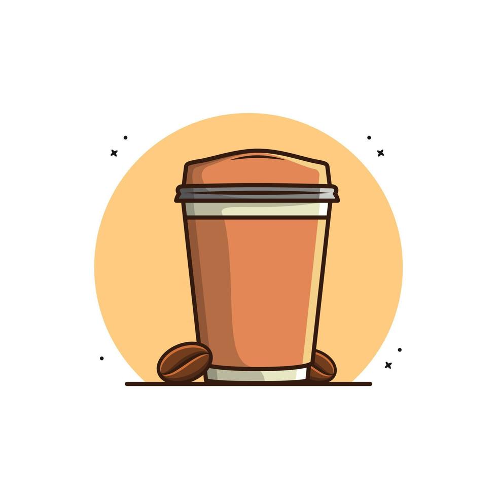 café chaud avec illustration vectorielle de graines. bon petit déjeuner. café. logo de mascotte de café. style de dessin animé plat adapté à la page de destination web, à la bannière, au dépliant, à l'autocollant, au papier peint, aux cartes, à l'arrière-plan vecteur