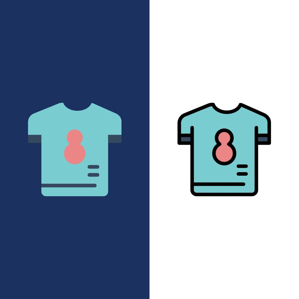 kit de football joueur chemise icônes de football plat et ligne remplie icône ensemble vecteur fond bleu