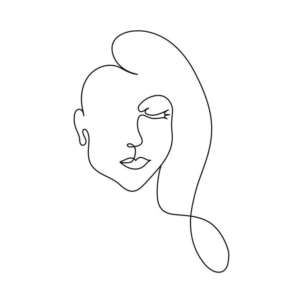 le visage d'une belle femme dans le style du dessin au trait. illustration vectorielle vecteur