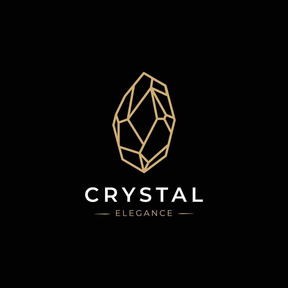modèle vectoriel de conception de logo de gemmes de cristal style linéaire. bijoux mode luxe logotype concept contour icône