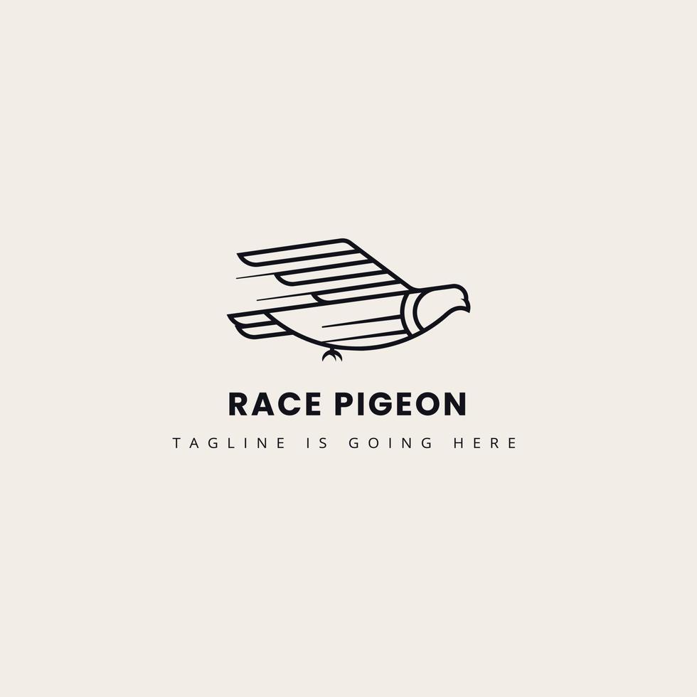 logo de course rapide de pigeon, concept de design de pigeon avec symbole de ligne rapide. parfait pour les logos de course de vitesse de pigeon, les voyages ou l'expédition. vecteur