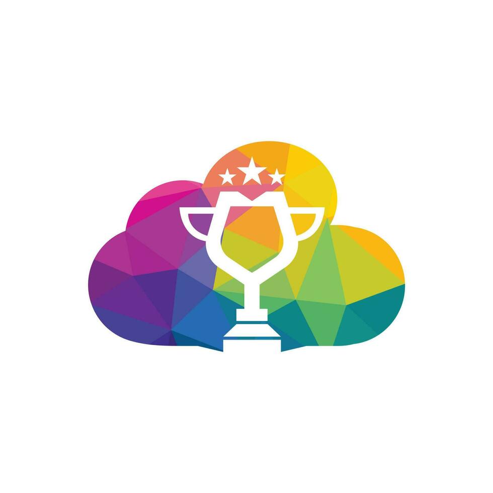création de logo de coupe de prix cloud. conception d'icône de trophée. modèle de logo de récompense vecteur