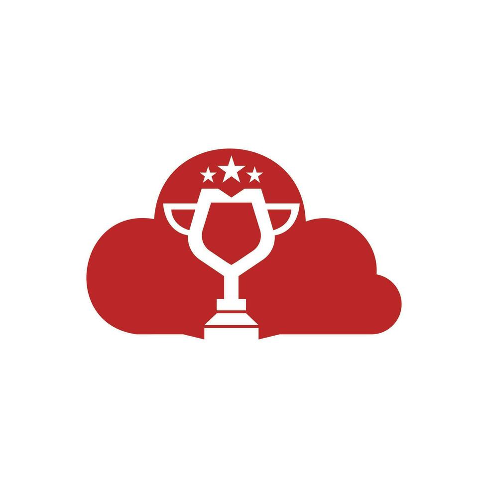 création de logo de coupe de prix cloud. conception d'icône de trophée. modèle de logo de récompense vecteur