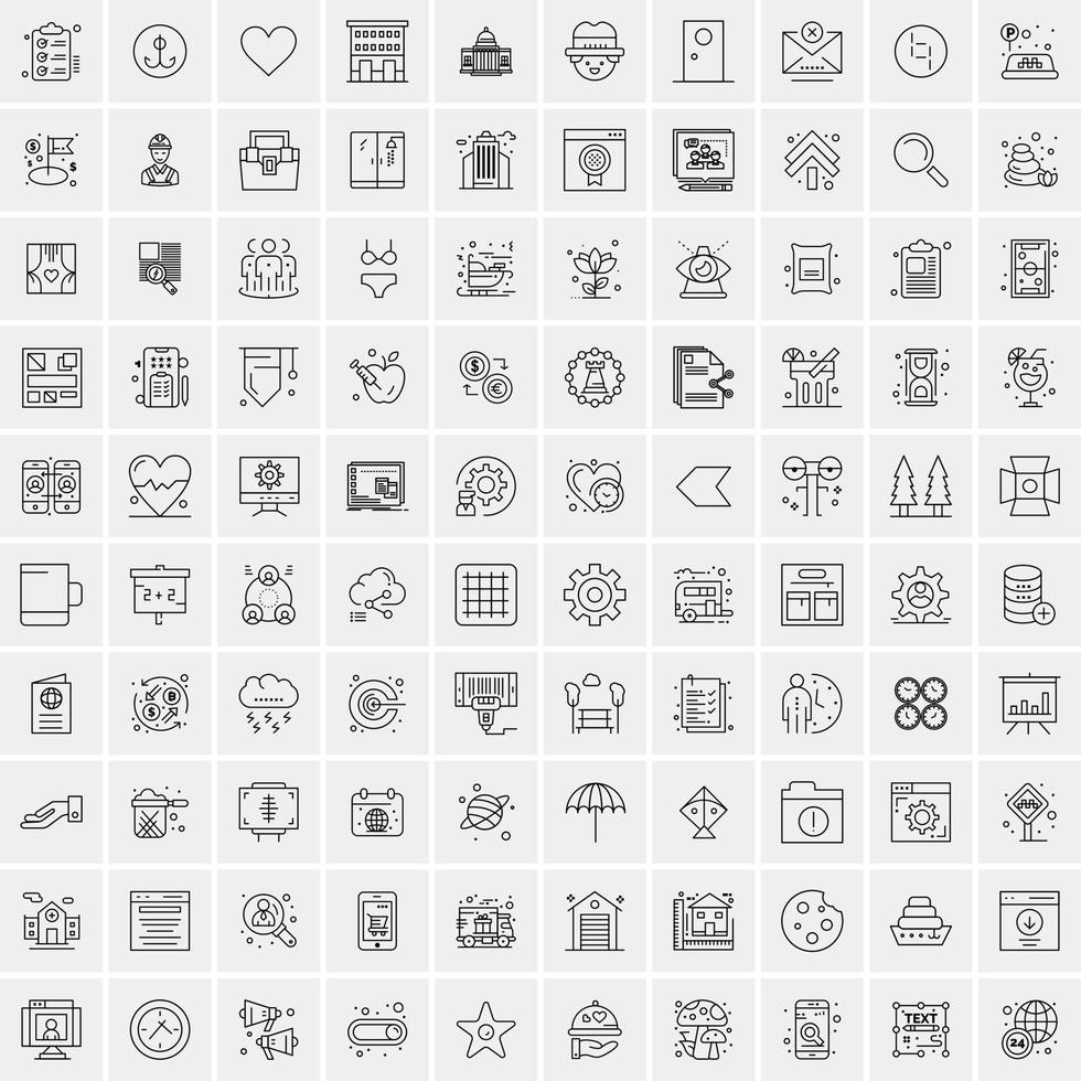 pack de 100 icônes de ligne universelles pour mobile et web vecteur