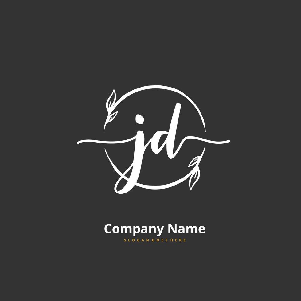 jd écriture initiale et création de logo de signature avec cercle. beau design logo manuscrit pour la mode, l'équipe, le mariage, le logo de luxe. vecteur