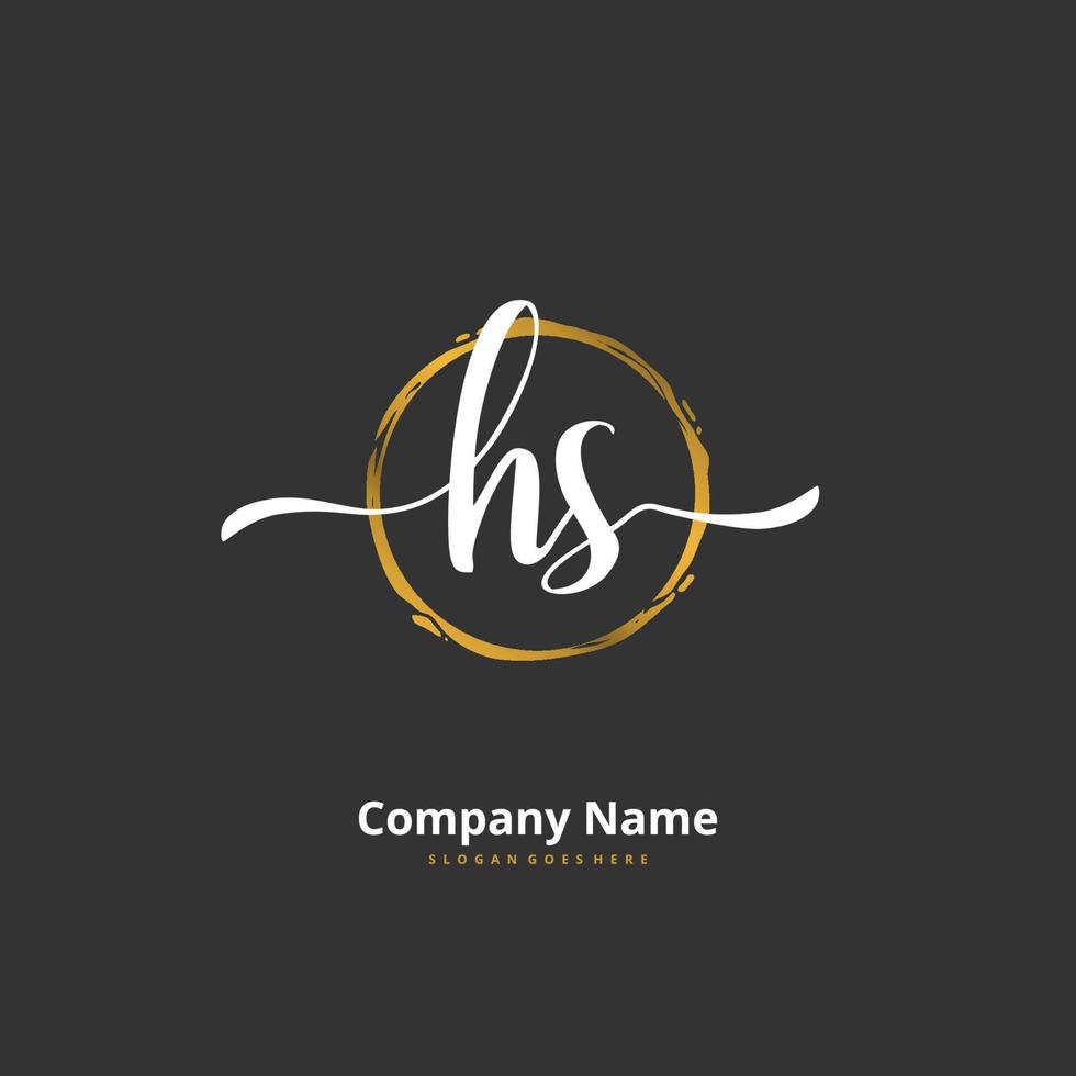 hs écriture initiale et logo de signature avec cercle. beau design logo manuscrit pour la mode, l'équipe, le mariage, le logo de luxe. vecteur