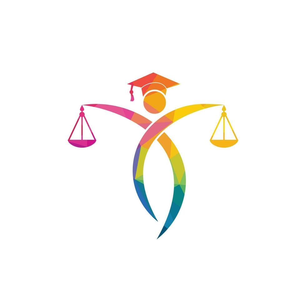 homme tenant le logo de la balance de la justice. création de logo de droit et d'avocat. vecteur