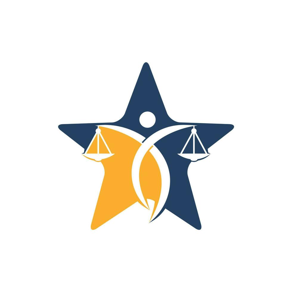 homme tenant le logo de la balance de la justice. création de logo de droit et d'avocat. vecteur