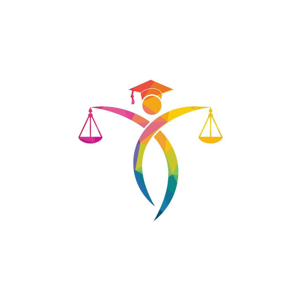 homme tenant le logo de la balance de la justice. création de logo de droit et d'avocat. vecteur