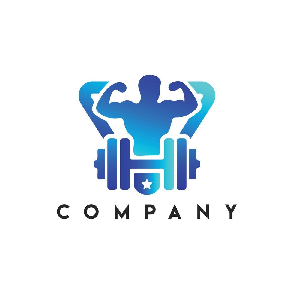 logo de la salle de fitness, logo de l'homme athlétique vecteur