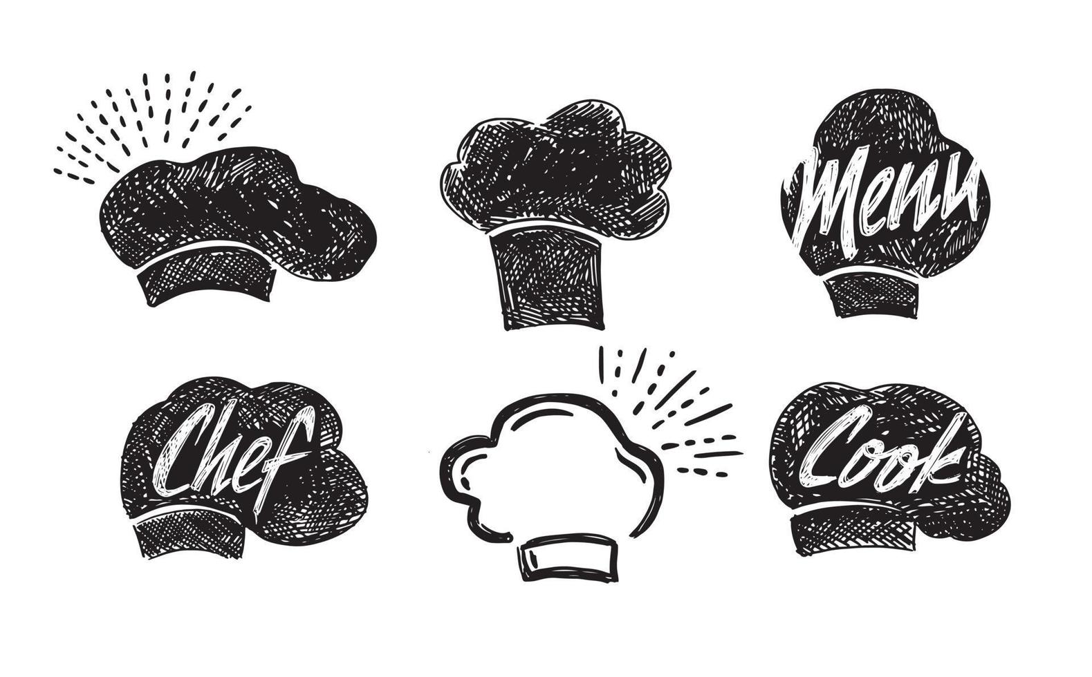 chapeau de chef, style dessiné à la main, illustration vectorielle. vecteur