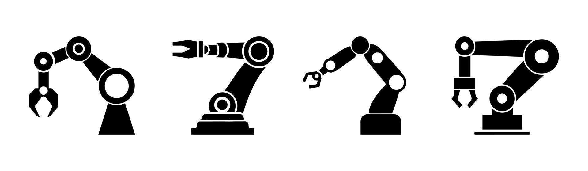 icône de symbole de silhouette de manipulateur de main robotique. vecteur