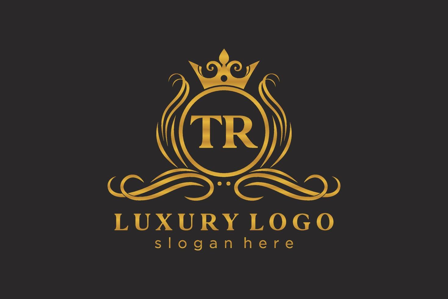 modèle initial de logo de luxe royal de lettre tr dans l'art vectoriel pour le restaurant, la royauté, la boutique, le café, l'hôtel, l'héraldique, les bijoux, la mode et d'autres illustrations vectorielles.