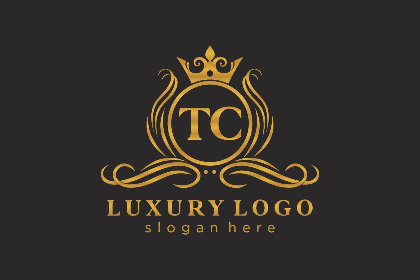 modèle initial de logo de luxe royal de lettre tc dans l'art vectoriel pour le restaurant, la royauté, la boutique, le café, l'hôtel, l'héraldique, les bijoux, la mode et d'autres illustrations vectorielles.