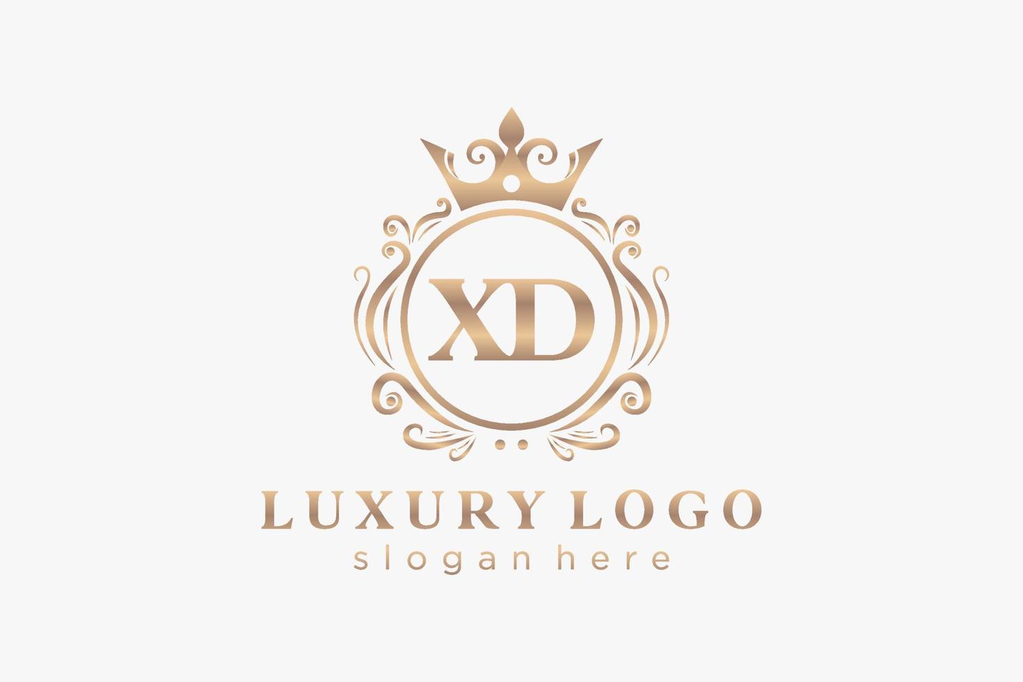 modèle initial de logo de luxe royal de lettre xd dans l'art vectoriel pour le restaurant, la royauté, la boutique, le café, l'hôtel, l'héraldique, les bijoux, la mode et d'autres illustrations vectorielles.