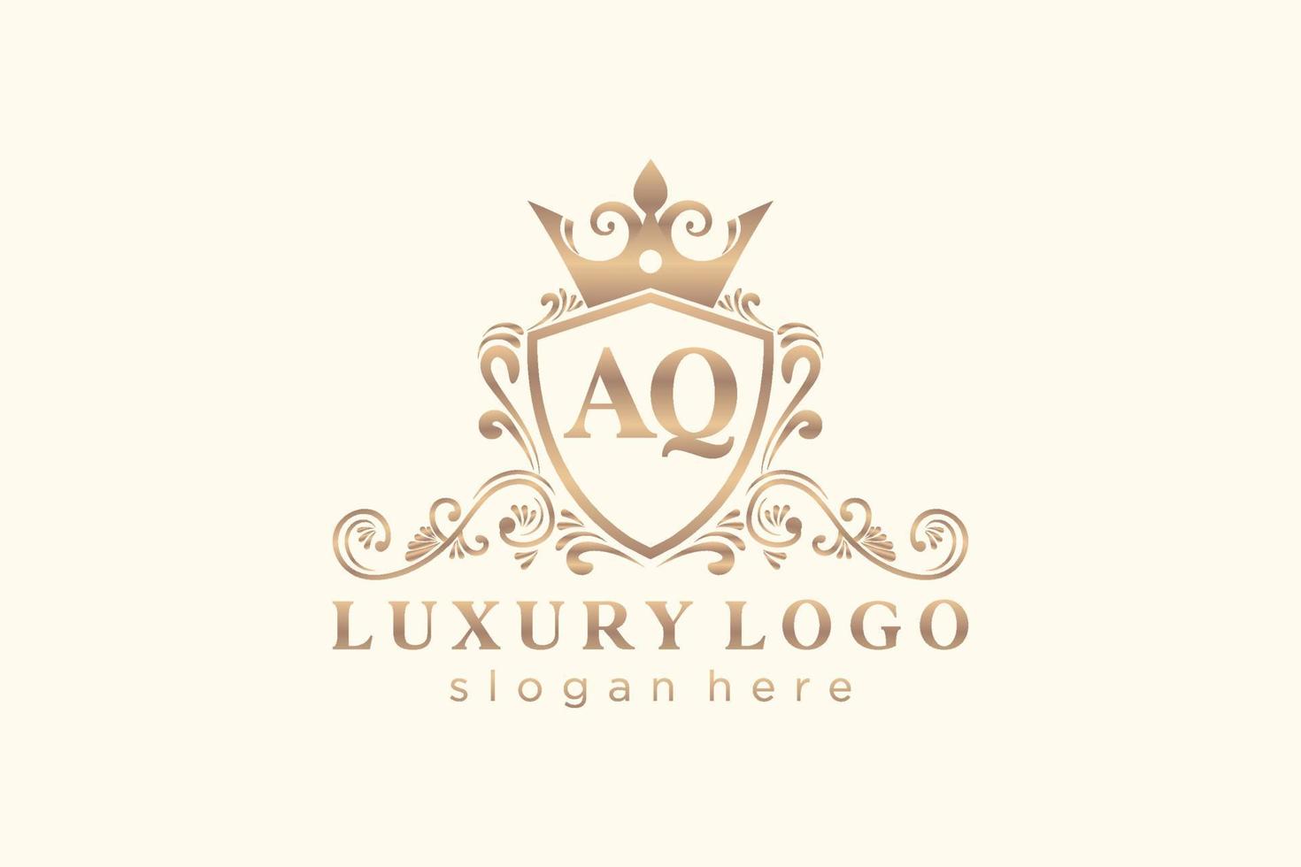 modèle initial de logo de luxe royal de lettre aq dans l'art vectoriel pour le restaurant, la royauté, la boutique, le café, l'hôtel, l'héraldique, les bijoux, la mode et d'autres illustrations vectorielles.