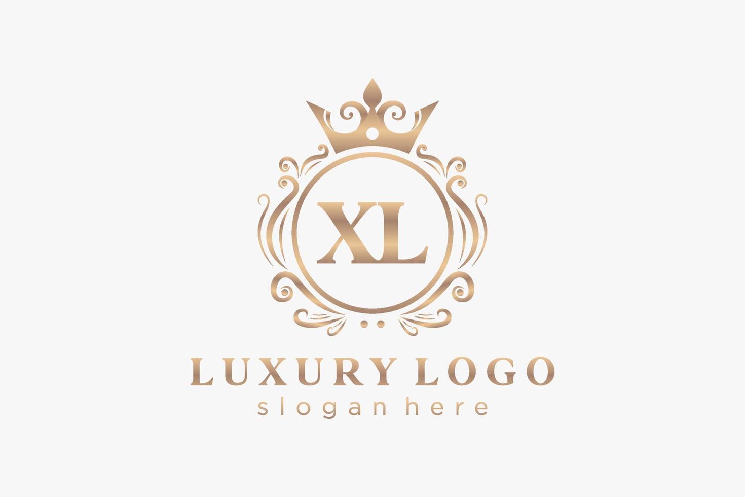 modèle initial de logo de luxe royal lettre xl en art vectoriel pour restaurant, royauté, boutique, café, hôtel, héraldique, bijoux, mode et autres illustrations vectorielles.