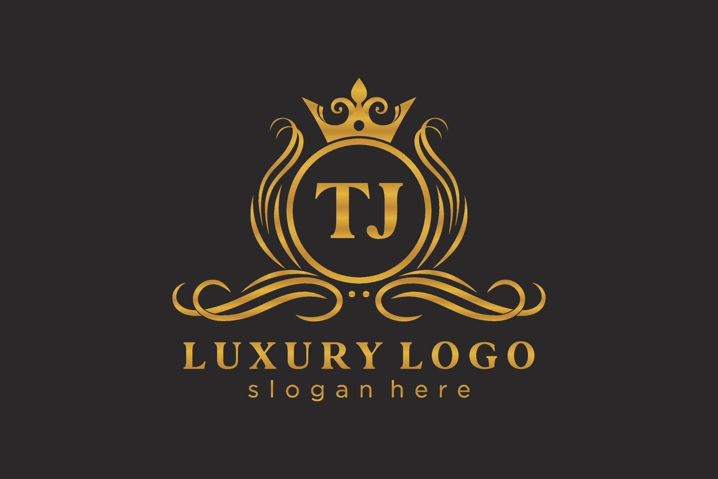 modèle initial de logo de luxe royal de lettre tj dans l'art vectoriel pour le restaurant, la royauté, la boutique, le café, l'hôtel, l'héraldique, les bijoux, la mode et d'autres illustrations vectorielles.