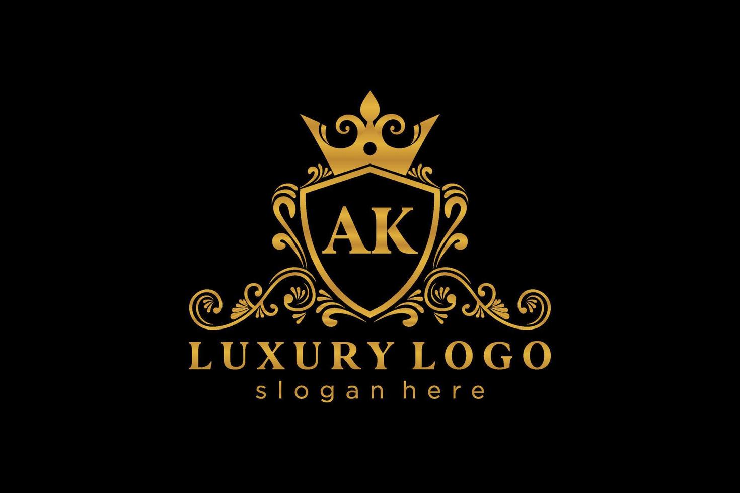 modèle initial de logo de luxe royal de lettre ak dans l'art vectoriel pour le restaurant, la royauté, la boutique, le café, l'hôtel, l'héraldique, les bijoux, la mode et d'autres illustrations vectorielles.