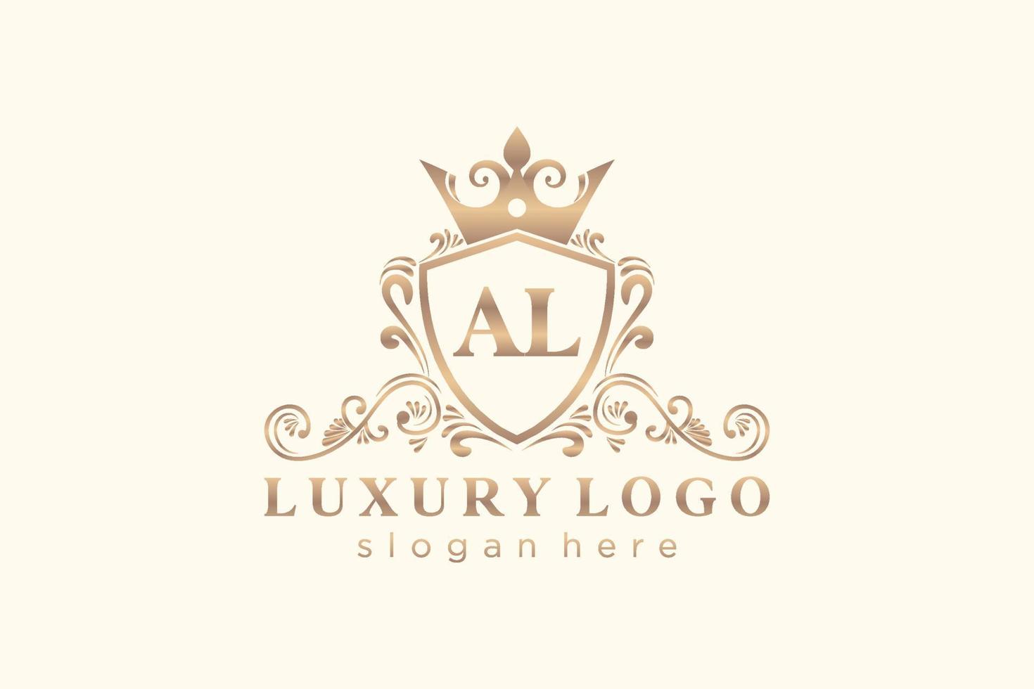 modèle de logo de luxe royal lettre initiale al en art vectoriel pour restaurant, royauté, boutique, café, hôtel, héraldique, bijoux, mode et autres illustrations vectorielles.