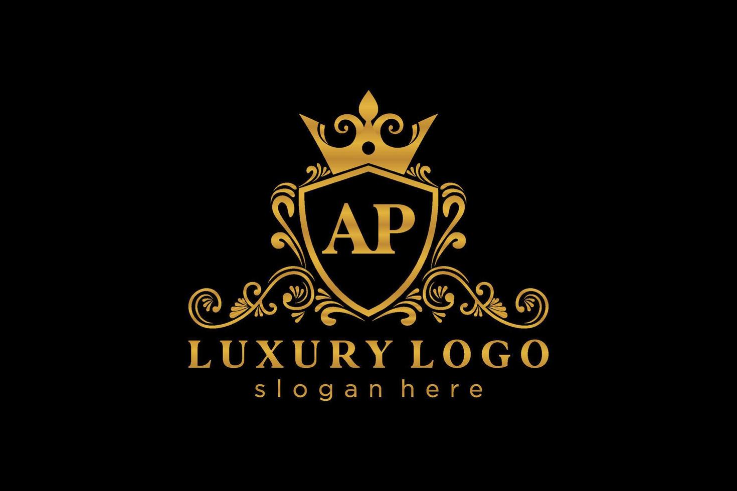 modèle de logo de luxe royal de lettre ap initiale dans l'art vectoriel pour le restaurant, la royauté, la boutique, le café, l'hôtel, l'héraldique, les bijoux, la mode et d'autres illustrations vectorielles.