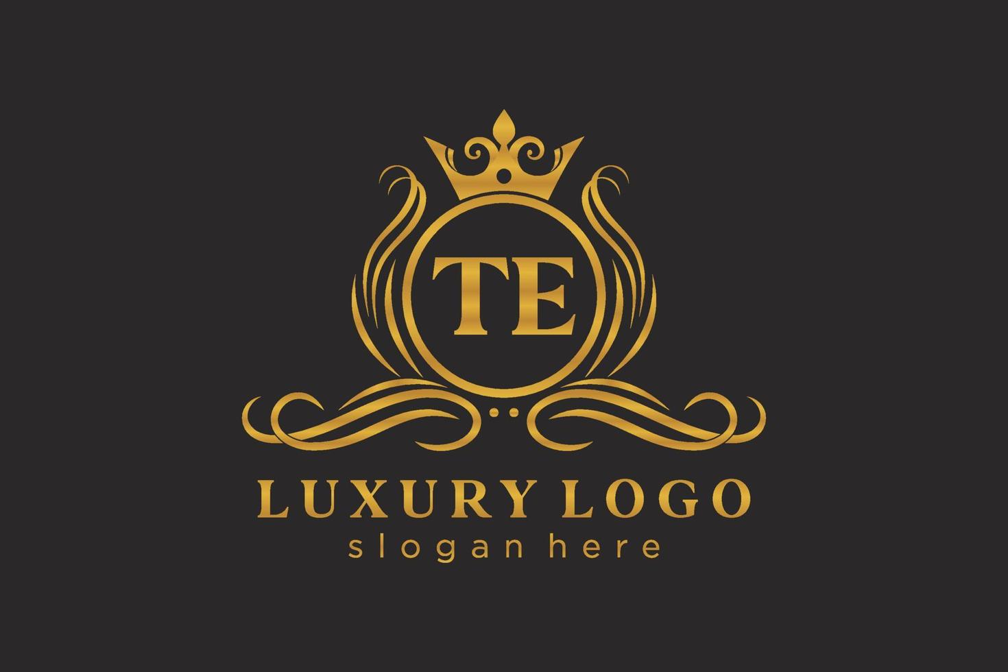 modèle de logo de luxe royal de lettre te initiale dans l'art vectoriel pour le restaurant, la royauté, la boutique, le café, l'hôtel, l'héraldique, les bijoux, la mode et d'autres illustrations vectorielles.