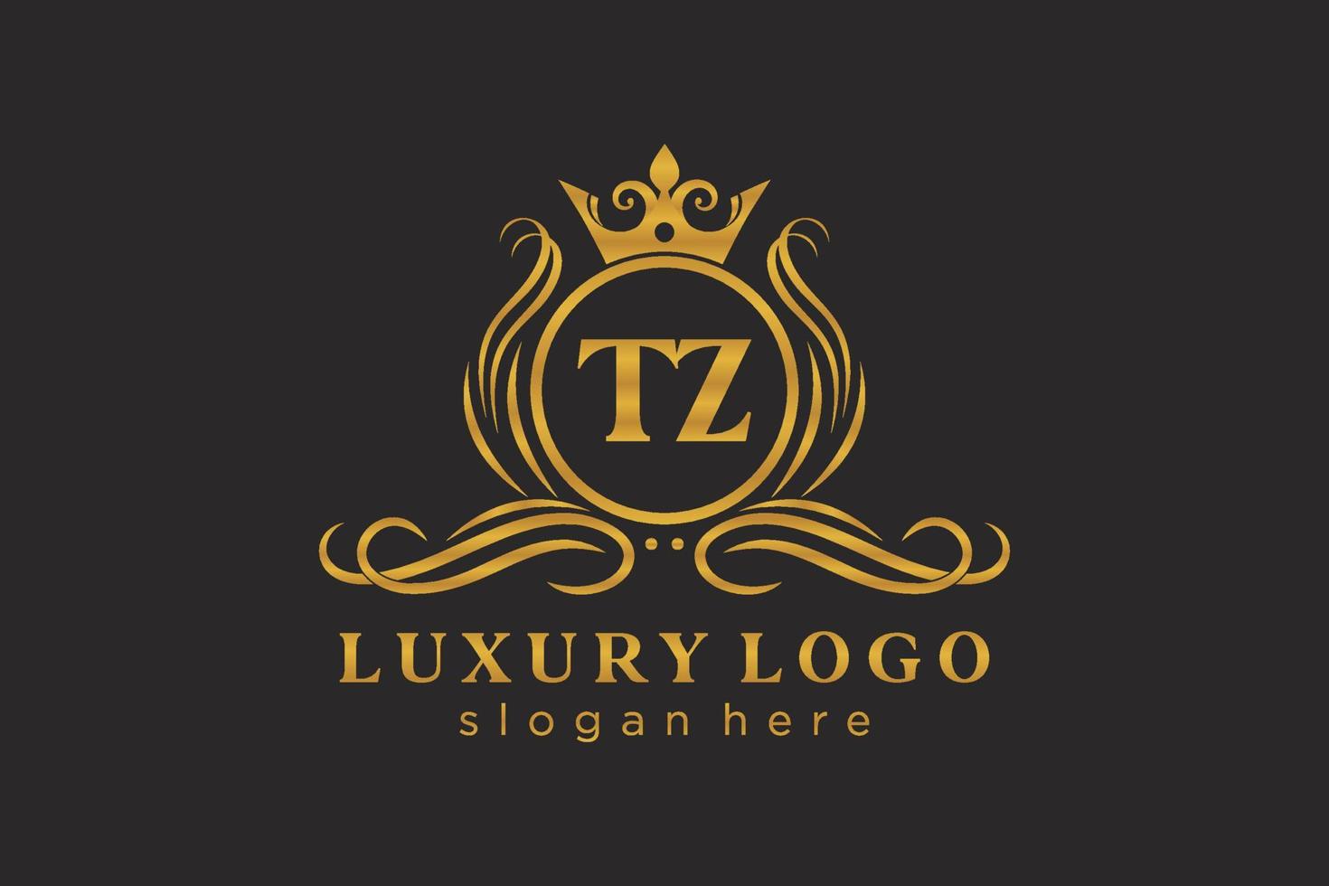modèle initial de logo de luxe royal de lettre tz dans l'art vectoriel pour le restaurant, la royauté, la boutique, le café, l'hôtel, l'héraldique, les bijoux, la mode et d'autres illustrations vectorielles.