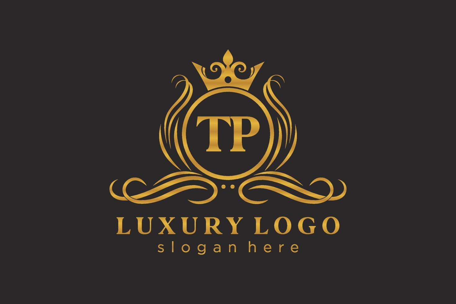 modèle initial de logo de luxe royal de lettre tp dans l'art vectoriel pour le restaurant, la royauté, la boutique, le café, l'hôtel, l'héraldique, les bijoux, la mode et d'autres illustrations vectorielles.