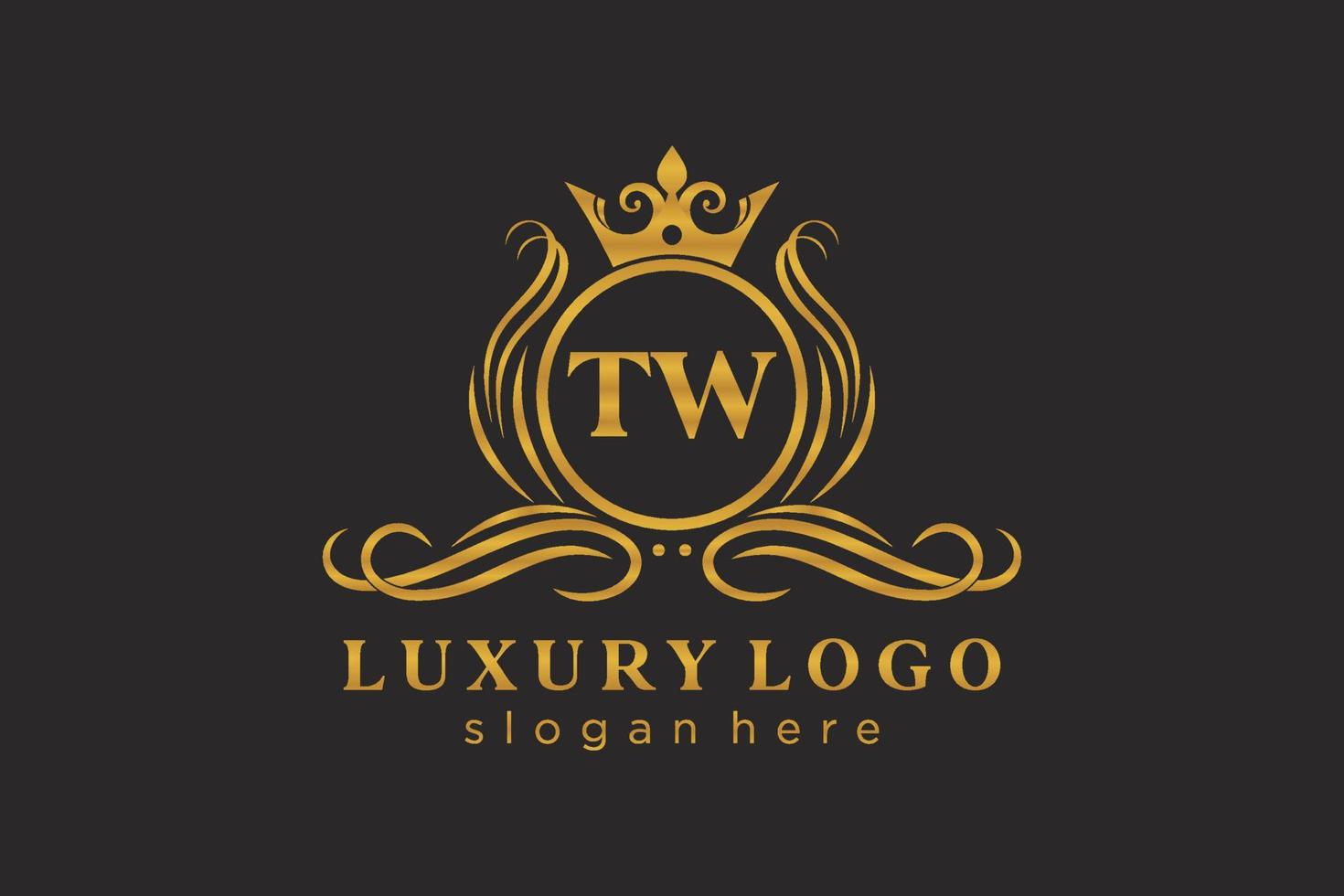 modèle initial de logo de luxe royal de lettre tw dans l'art vectoriel pour le restaurant, la royauté, la boutique, le café, l'hôtel, l'héraldique, les bijoux, la mode et d'autres illustrations vectorielles.