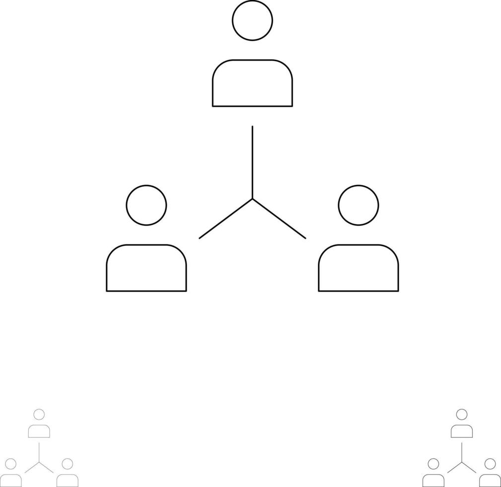 structure entreprise coopération groupe hiérarchie personnes équipe audacieux et mince ligne noire jeu d'icônes vecteur