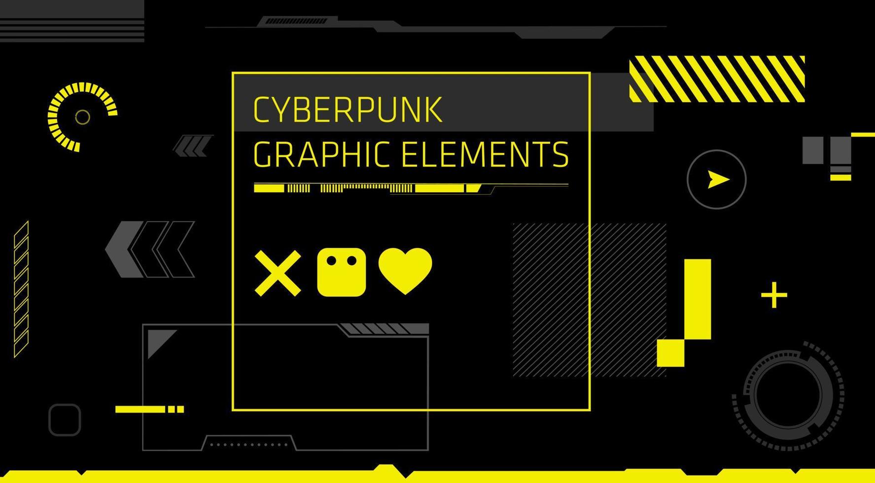 graphique abstrait de technologie moderne avec des éléments jaunes et un fond noir. bannière abstraite de haute technologie. écran numérique avec éléments hud. illustration de pépin futuriste. vecteur