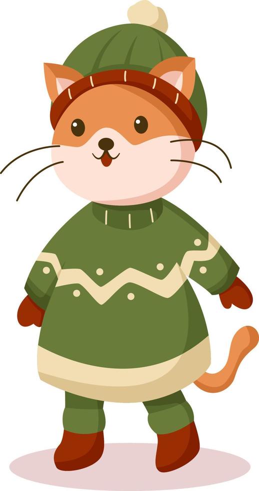illustration de conception de personnage de chat d'hiver vecteur