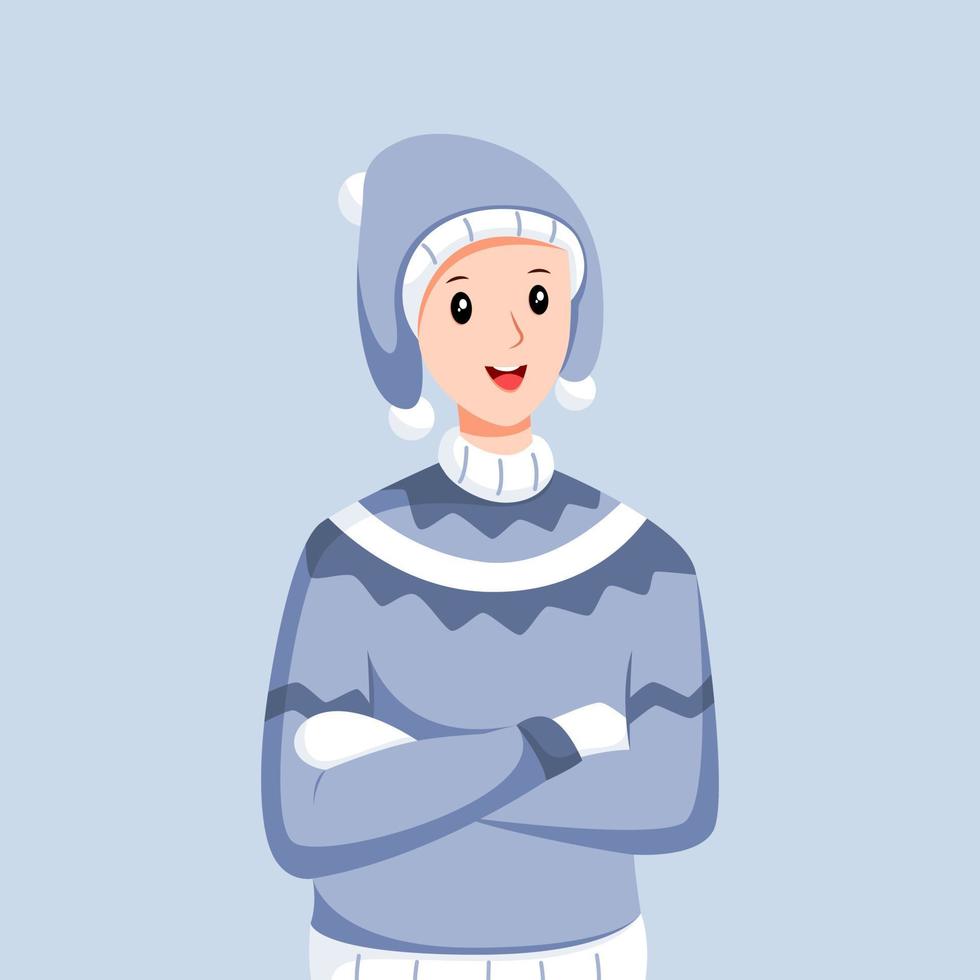 illustration de conception de personnage de garçon d'hiver vecteur