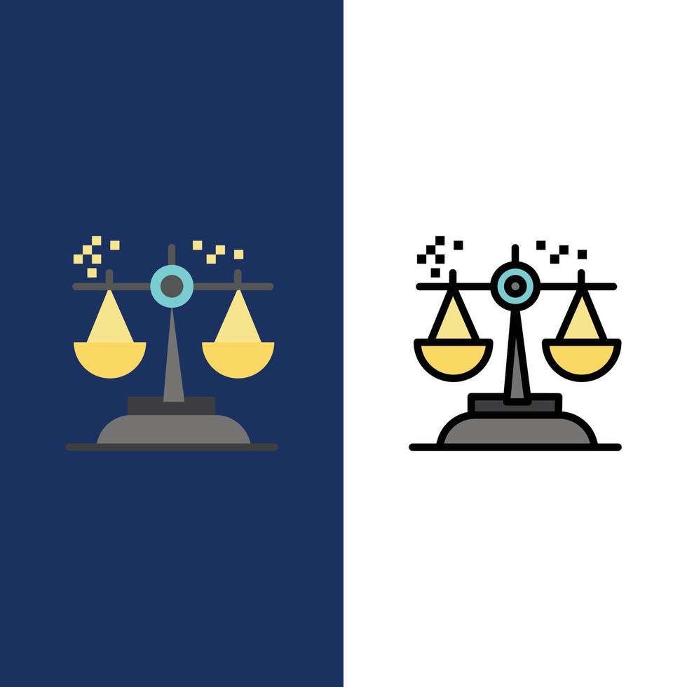 choix conclusion tribunal jugement loi icônes plat et ligne remplie icône ensemble vecteur fond bleu