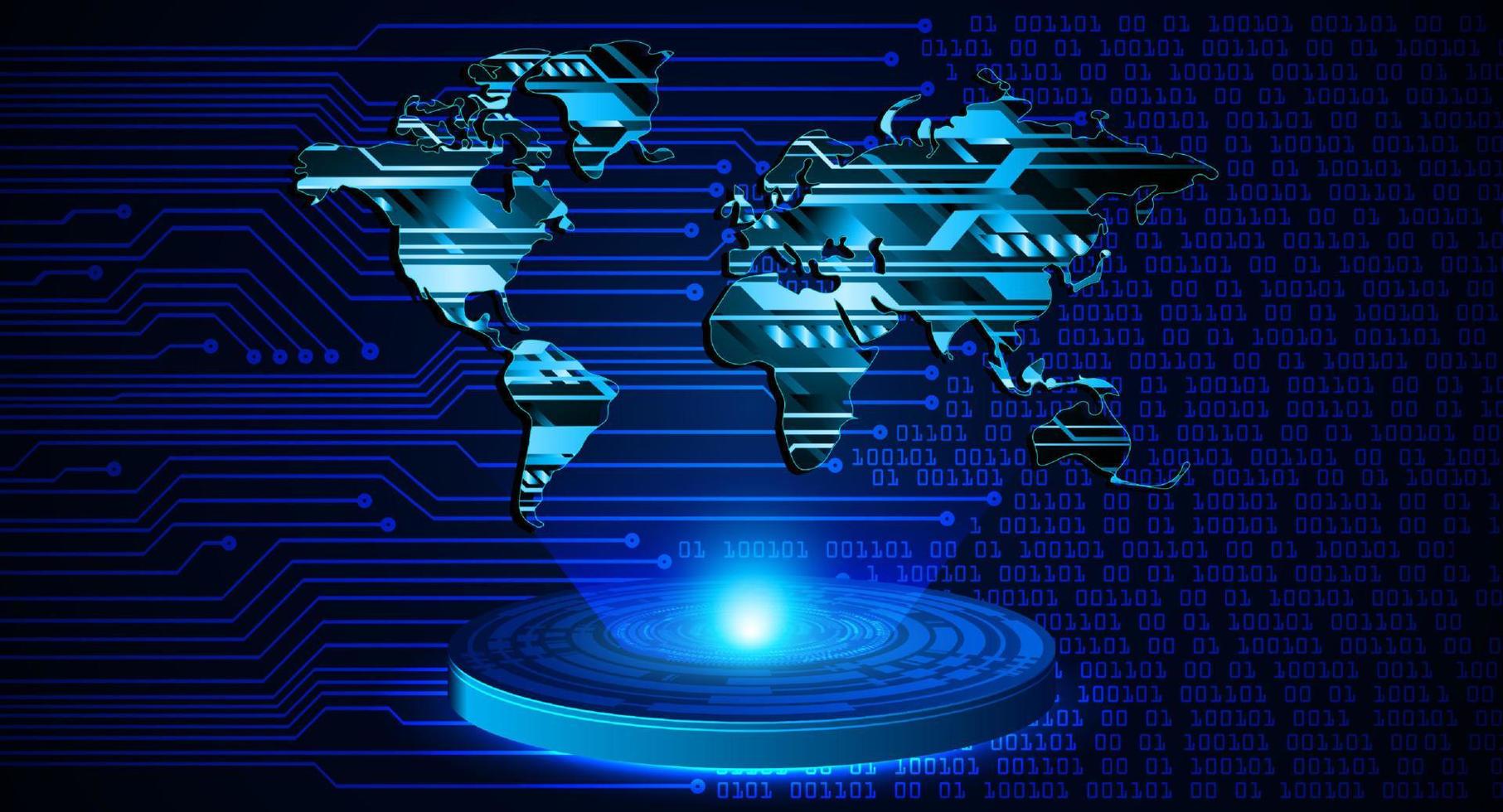 projecteur holographique de carte du monde moderne sur fond de technologie vecteur