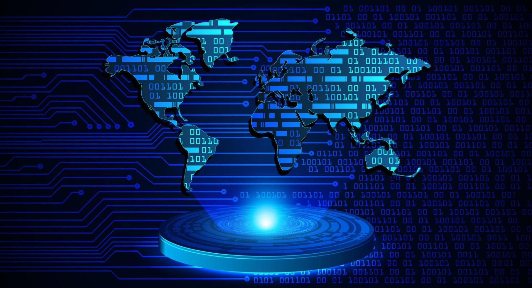 projecteur holographique de carte du monde moderne sur fond de technologie vecteur