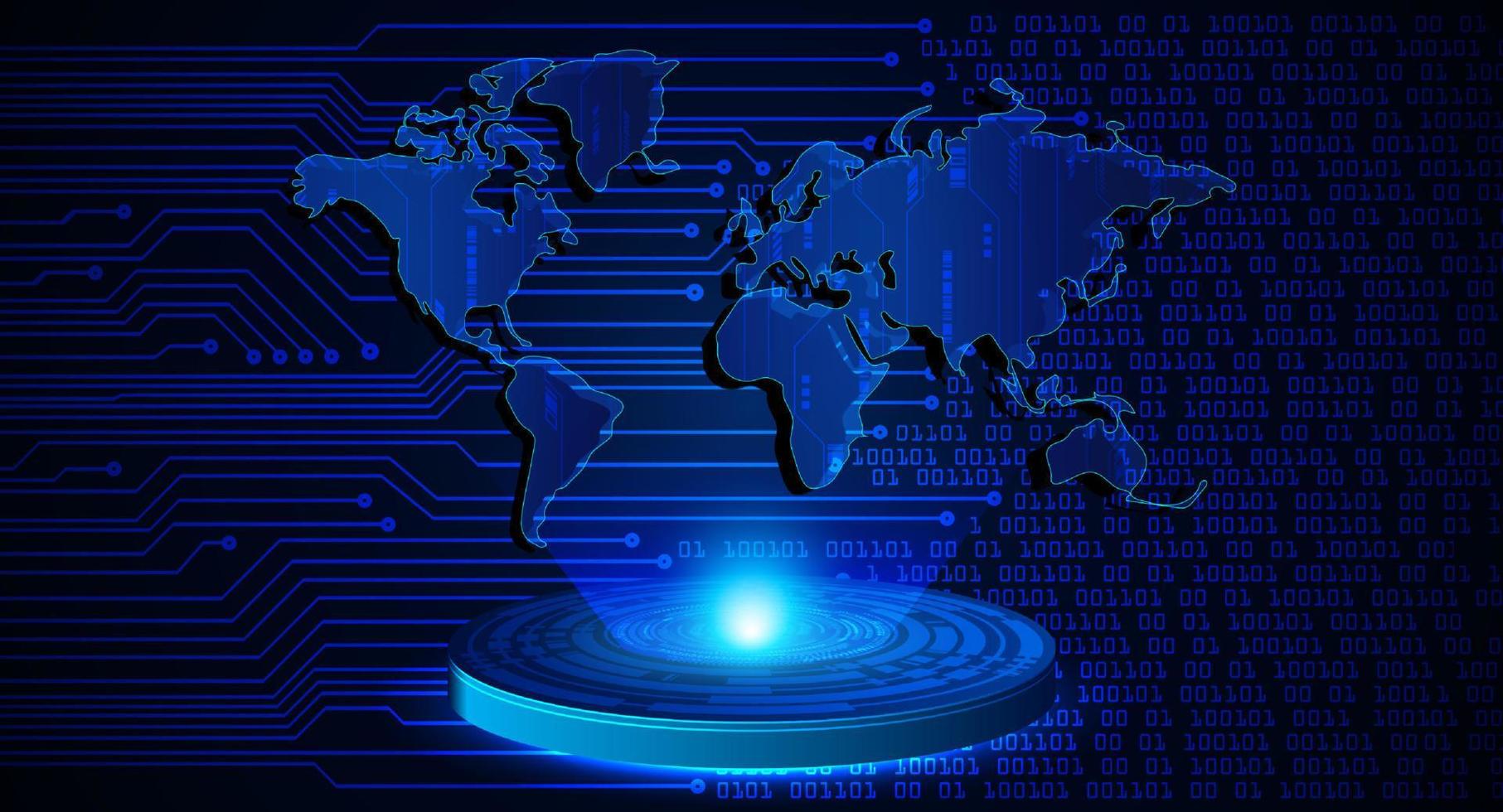 projecteur holographique de carte du monde moderne sur fond de technologie vecteur