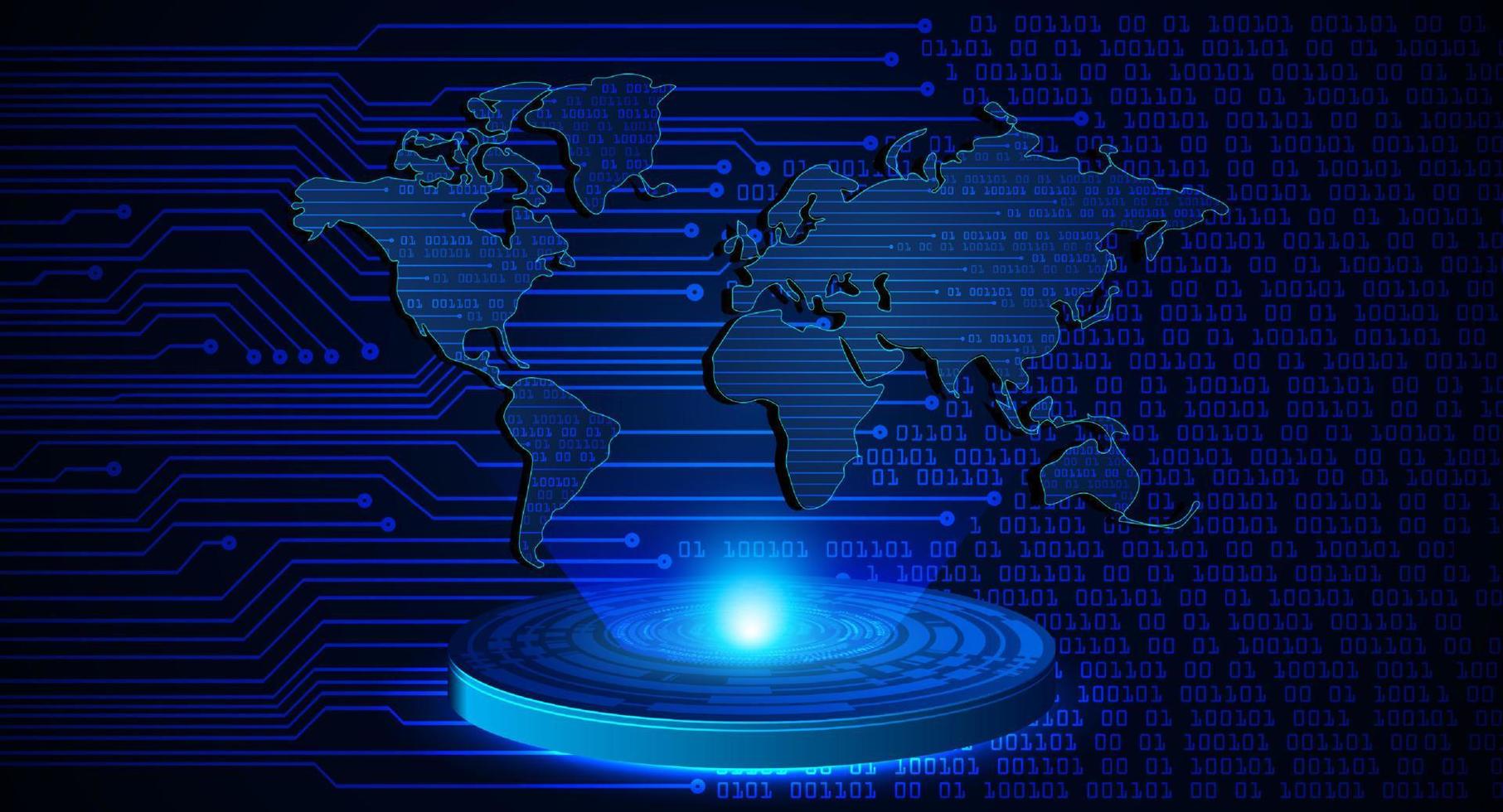 projecteur holographique de carte du monde moderne sur fond de technologie vecteur