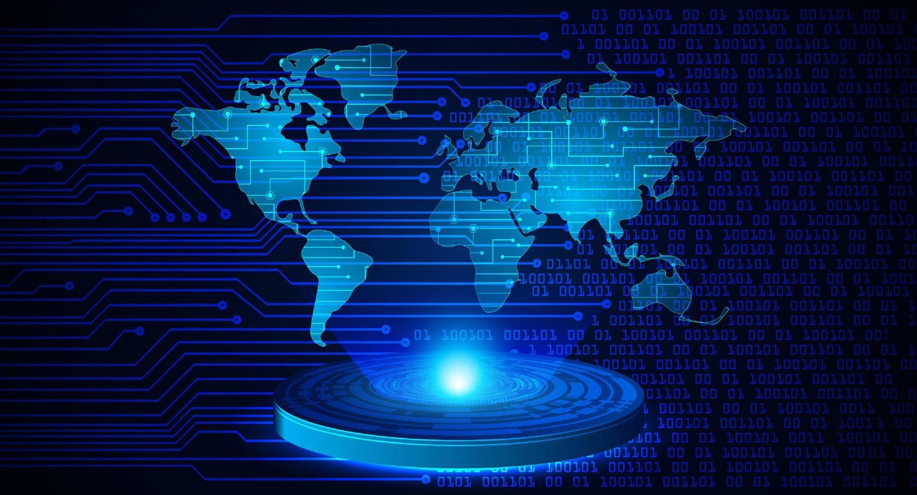 projecteur holographique de carte du monde moderne sur fond de technologie vecteur