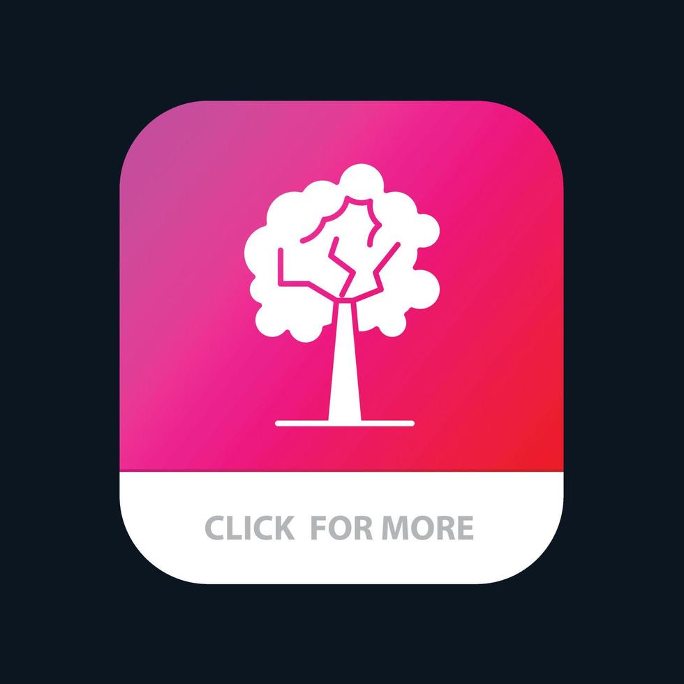 bouton d'application mobile de croissance des plantes d'arbres version de glyphe android et ios vecteur